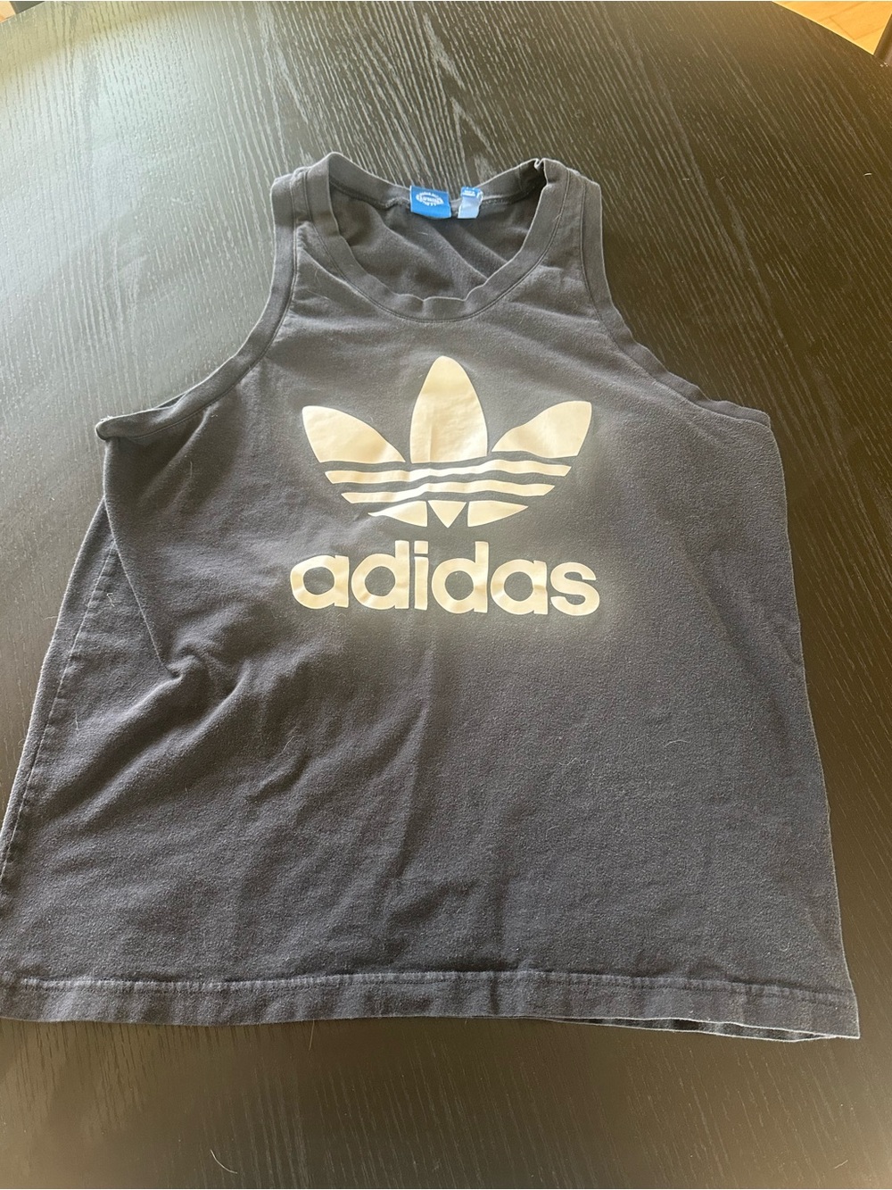 adidas men’s Black Tank Top with Trefoil Logo